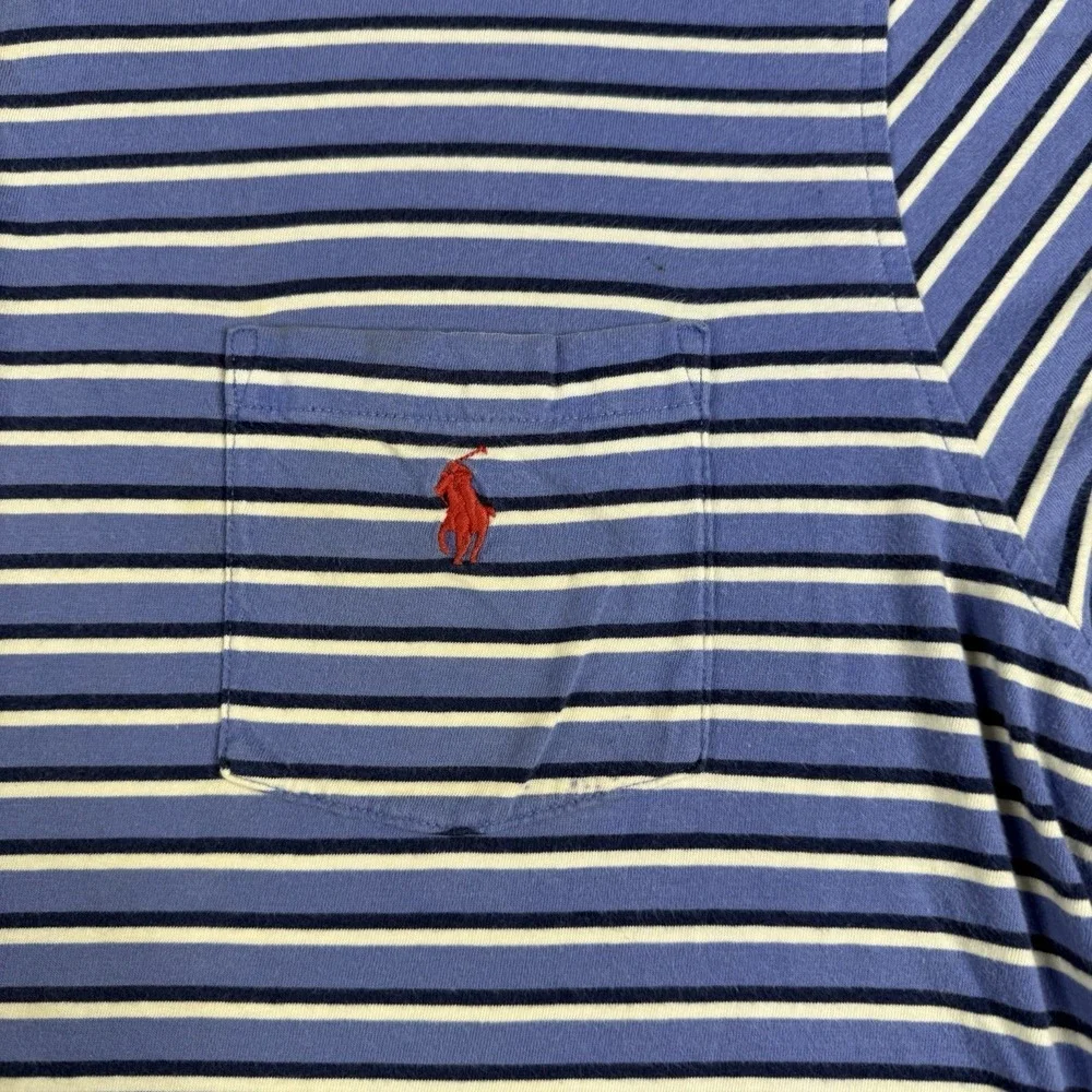 Polo Ralph Lauren Custom‎ Fit Navy Blue White Stripe Short Sleeve Polo size XL